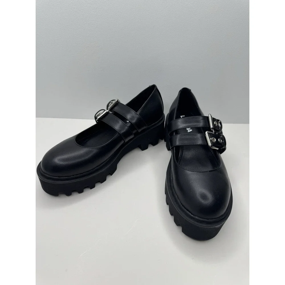 LaModa Dolls Kills Black chunky platform mary‎ janes size 7